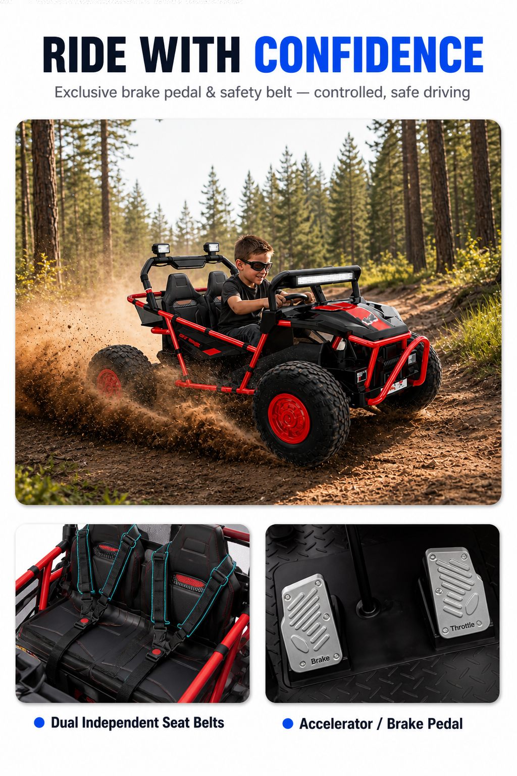 Lurend Kids Ride-On Off-Road UTV – 2-Seater Electric Ride-On for Kids 6+